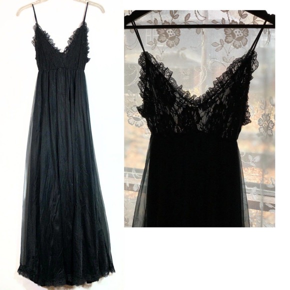 Tosca Other - Vintage 1960s Tosca Lingerie Black Lace Sheer Sleeveless Dress Nightgown Medium